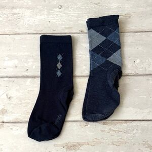 Men’s Sonoma Brand Navy Blue Crew Socks Argyle Design 2 Pair Sock Set Bundle
